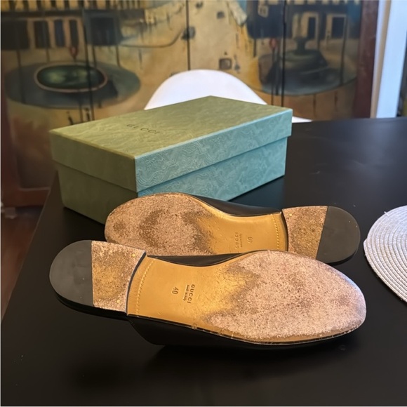 Gucci Loafers with box, black with gold detail - Picture 2 of 3
